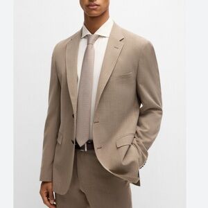Hugo Boss Men’s Blazer Single breast Wool Stretch blend Taupe Tan Beige 48R